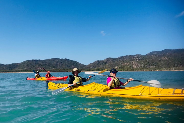 pair of tandem kayaks